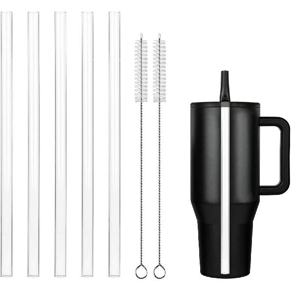 Replacement Straws for Hydrojug traveler 40 oz, Reble Plastic Straws Compatible with Hydrojug Cup, Clear Transparent Straight Drinking Straws, Set of