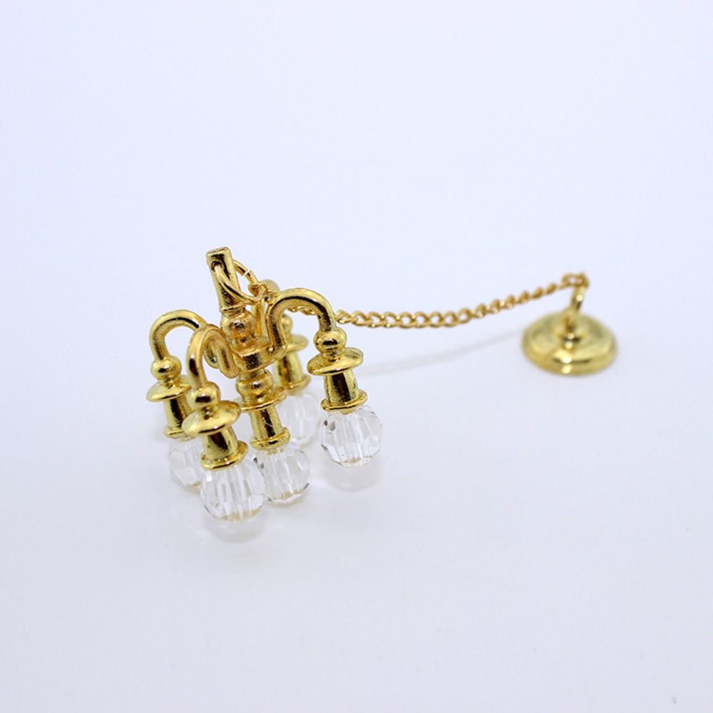 Gold/silver Mini Five-head Chandelier Playing Scene Ceiling Lamp Model Doll House Accessories