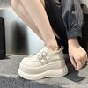 Fujin 8.5cm New Microfiber Leather Spring Shoes Women Ladies Platform Wedge Comfy Rubber Moccasins Mary Jane British Autumn Hook