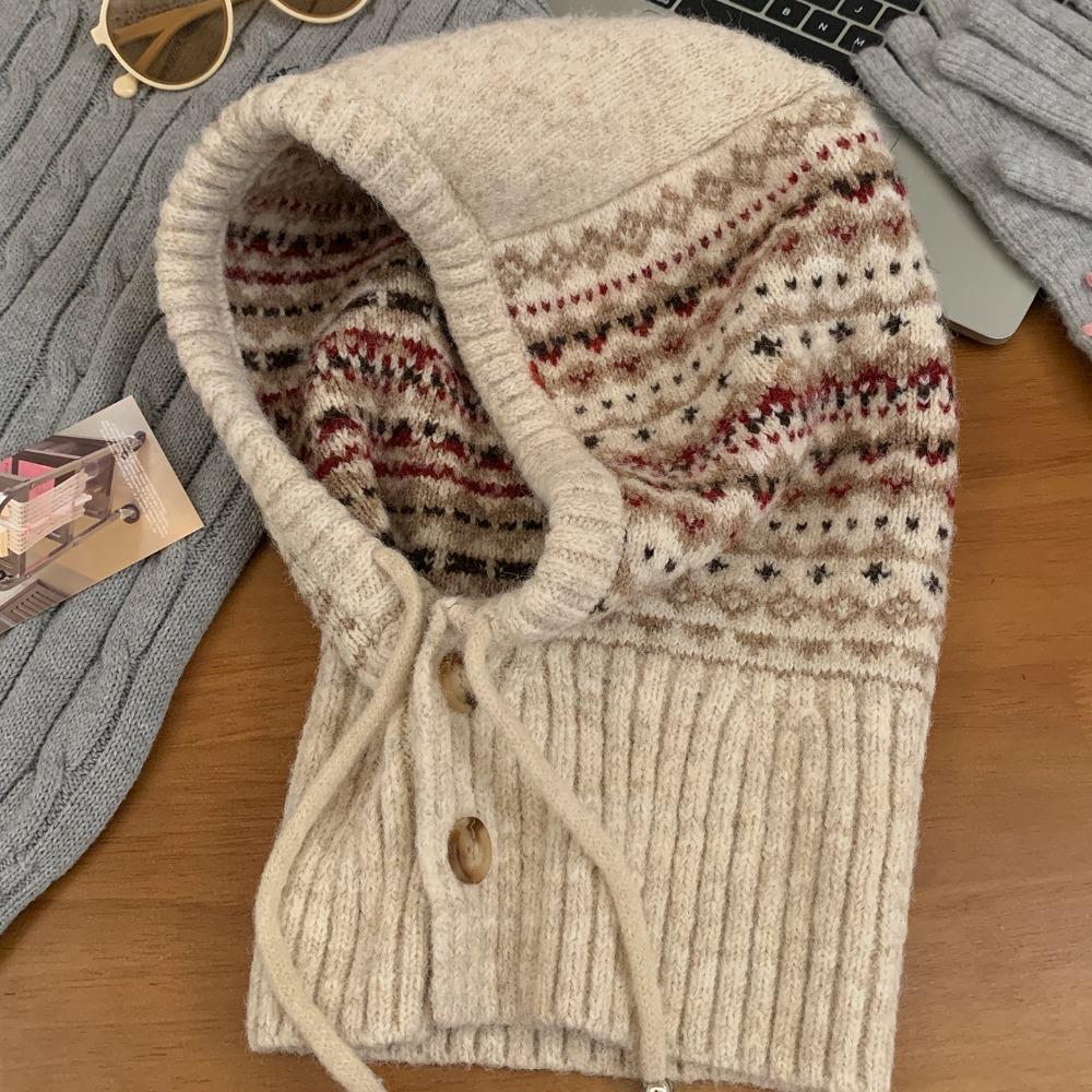 Пуловер Шапка Жаккардовая Балаклава Шапка С Принтом Зимняя Шапка Модный Вязаный Головной Убор в Стиле Фэр-Айл Уличный