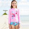 2025 Girls' Long Sleeve Flamingo Two-Piece Sun Protection Swimsuit