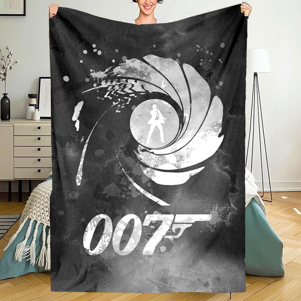 007 James Bond Theme Printed Blanket - Perfect for Couch, Bed, Travel & Outdoor Use | Machine Washable, Cozy & Durable.