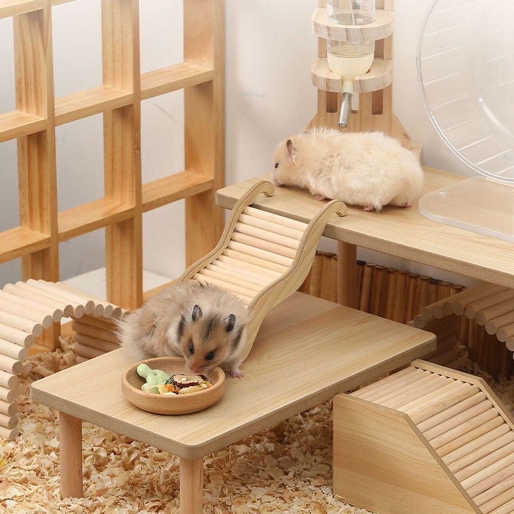 Multifunctional Animal Stairs Toy Wooden Ramp Bridge Hamster Habitat Toy  Small Animals