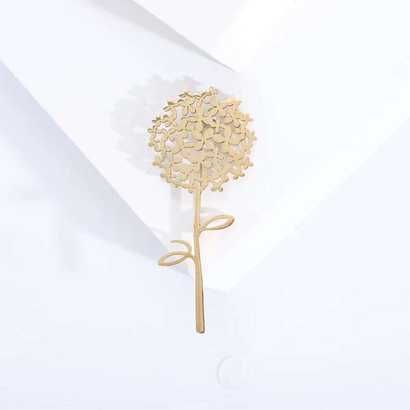 Trendy Stainless Steel Dandelion Brooches For Women Plant Pins Casual Party Accessories Luxury Gifts Friends