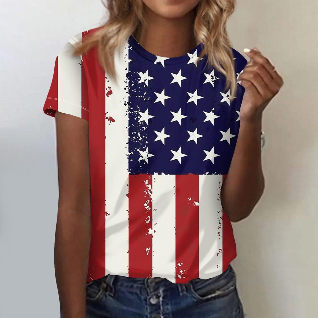 Women's Casual Independence Day Print Short Sleeve Top