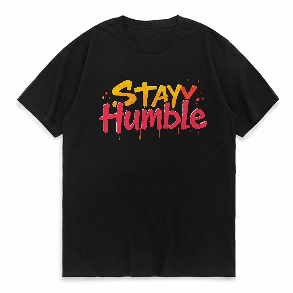 Stayy humble принт футболка Летняя мужская мода футболка с коротким рукавом принт с буквами круглый вырез повседневная граффити повседневные футболки