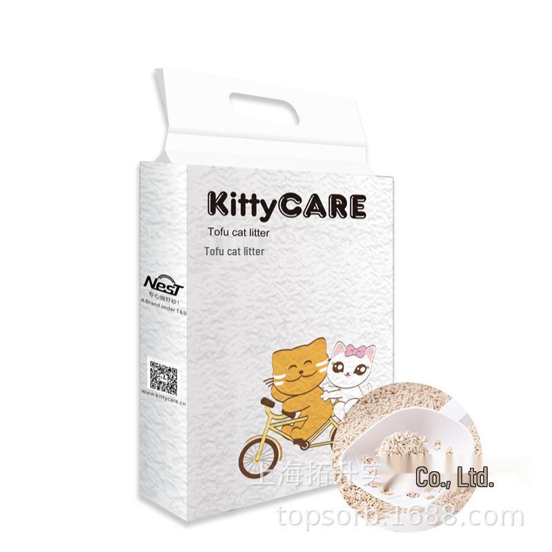 Тофу-наполнитель для кошачьего туалета Kittycare: Высокая впитываемость, Дезодорирующий, Смываемый в унитаз, Без пыли, Разные ароматы