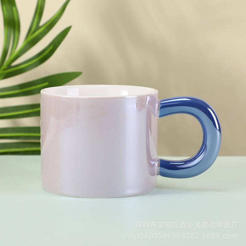 Creative Light Luxury Pearlescent Glaze Boys And Girls High Value Cup Couple Afternoon Tea Souvenir Coffee Cup