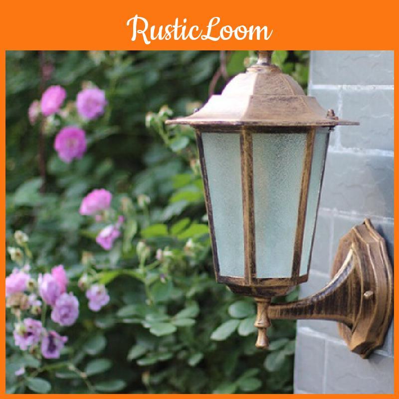 Ретро уличный шестигранный настенный светильник с медной отделкой и водонепроницаемой светодиодной технологией