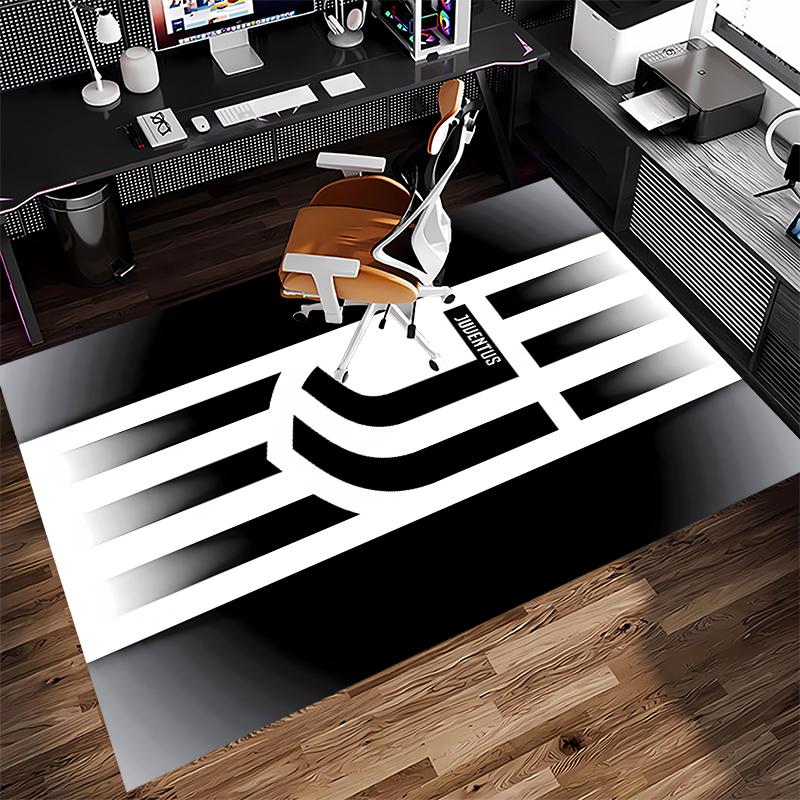 1pc Juventus FC logo Print Area Rug - Soft,Washable Non-Slip Indoor Mat for Office Chairs,Living Room,Home Office Decorative Rug