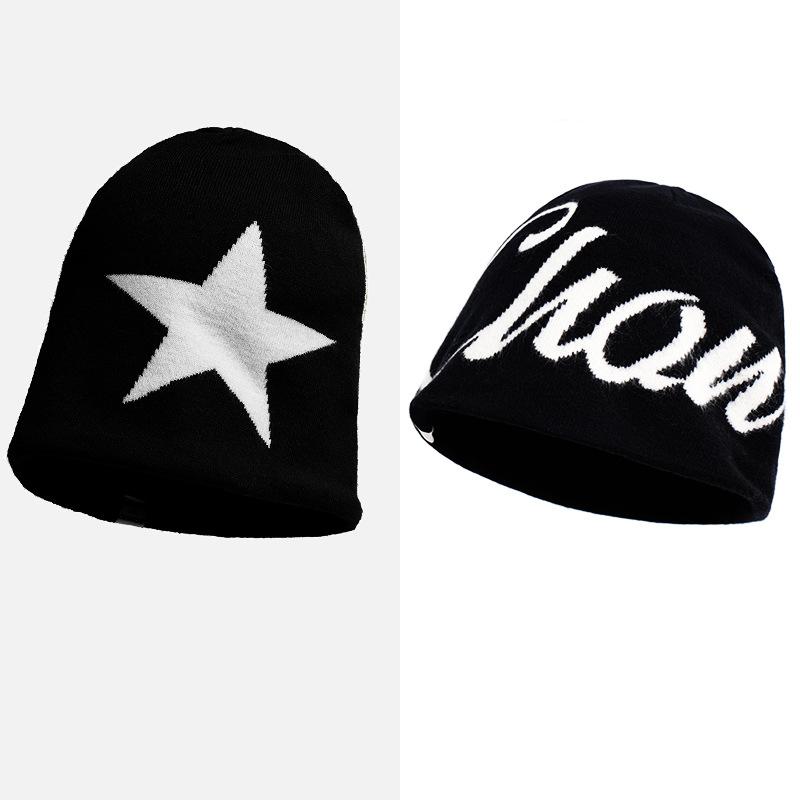 Осенне-зимняя шапка женская вязаная с надписью шерстяная теплая шапка с защитой ушей