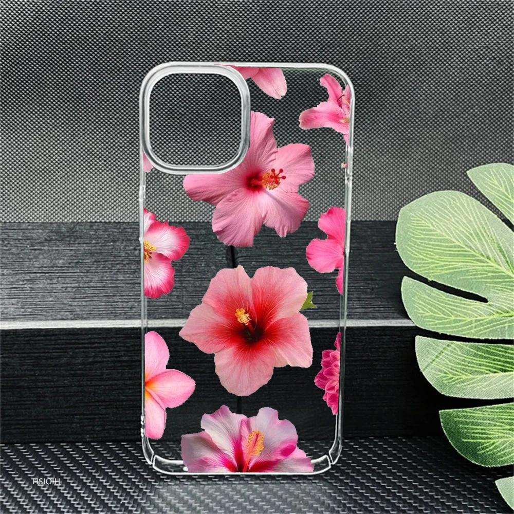 Реалистичный чехол для телефона с принтом розовой лилии для iPhone 13 16 14 Pro 15 12 Mini 11 XR XS Max 7 8 Plus, милый прозрачный мягкий чехол-сумка из ТПУ