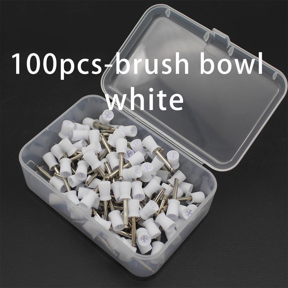 Dental Polishing Brush Set - Bowl-Shaped, Hollow Mandrel, Flat Head, 100 Pcs, Colored.