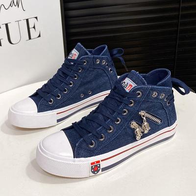 Ковбойские высокие кеды для женщин, корейские повседневные туфли на мягкой подошве, новые ретро туфли на плоской подошве с молнией, Zapatos De Mujer