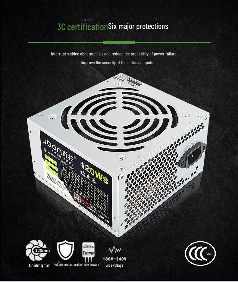 Juebai 420WS Desktop Power Supply - Supports Dual-Core & Quad-Core, Stable & Silent Performance.