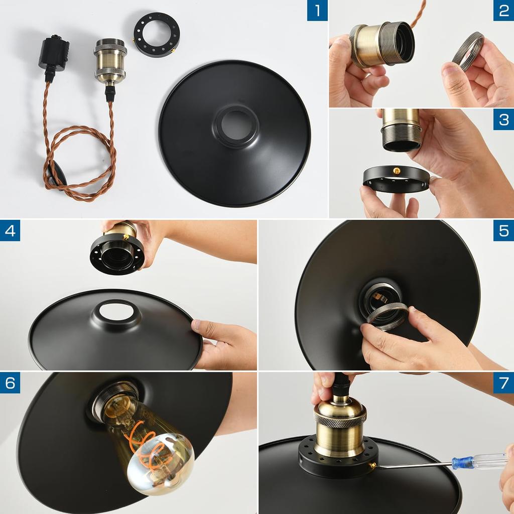 UEWIT Dimmable and Color-Adjustable Pendant Lights, Set of 3, Nordic Style, Duct Rail Style, 22cm Diameter, E26 Base, 300LM, 4.5W (20W Equivalent),