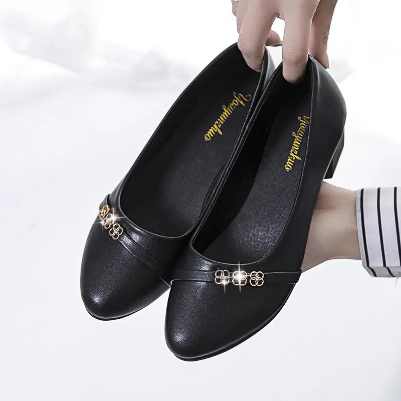 WTEMPO Женские туфли-лодочки из искусственной кожи весна-осень, однотонные, большого размера, повседневные, с мягкой подошвой, из искусственной кожи, туфли-лодочки для офисных женщин
