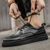 Fashion Men Dress Shoes Lace Up Falt Casual Shoes Man Leather Soft Bottom Male Borgue Shoe Nonslip Outdoor Men Shoes Chaussure Homme
