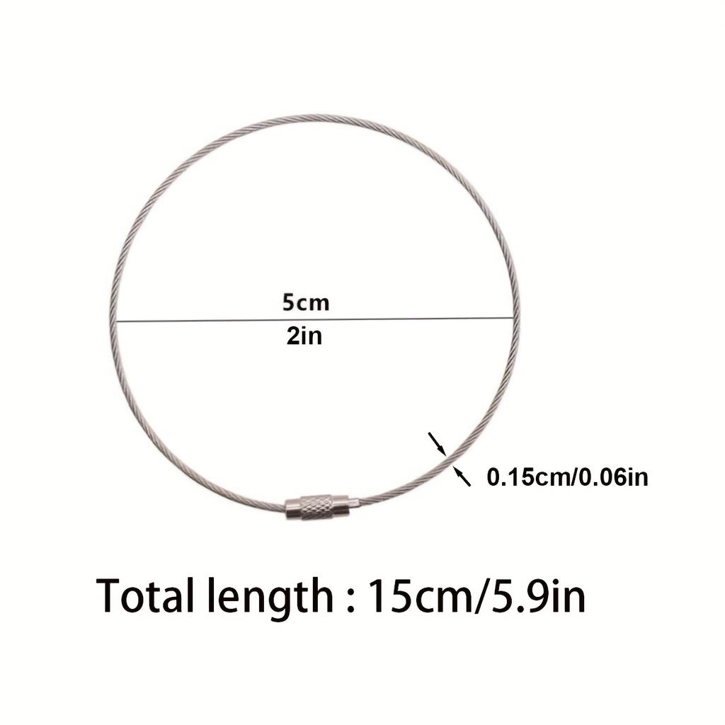 100 Pcs/Pack Stainless Steel Wire Keychains, Cable Key Rings, Heavy Duty Luggage Tags, Loops Tag Keepers, Twist Barrel