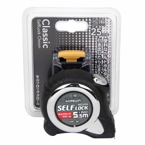 Komelon Convex Self-Locking Chrome 25mm 5.5m with Holder KMC-36CL