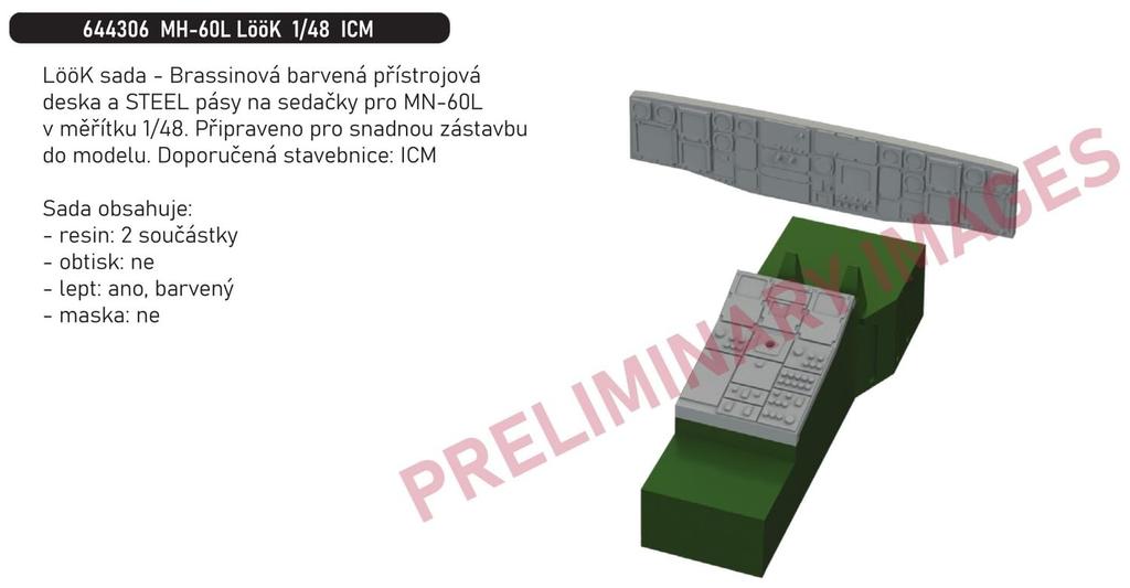 eduard Look Series Instrument Panel Plastic Model Parts EDU644306 1/48 MH-60L (for ICM) (Airplane)