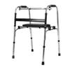 Height-Adjustable Foldable Stainless Steel Walker with Seat for Seniors