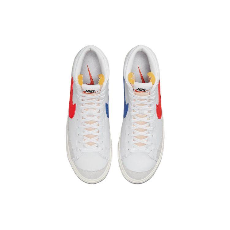Nike Blazer Mid 77 Vintage White Blue Red Мужские кроссовки Medium-Blue Sail Habanero-Red BQ6806-117