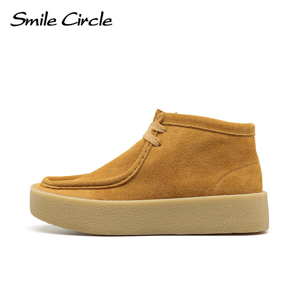 Женская обувь из коровьей замши на массивном каблуке, туфли с круглым носком и шнуровкой на толстой подошве, удобные повседневные женские туфли на плоской подошве