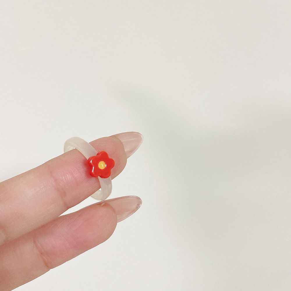 Transparent Sweet Flower Women Korean Fashion Jewelry Resin Finger Rings Acrylic Rings