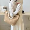 Women Straw Shoulder Bag Large Capacity Tote Bag Zipper Closure Casual Beach Bag for Daily Outings Travel Vacation Work