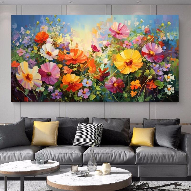 Abstract Beautiful Flowers Garden Canvas Painting Wall Art Lily Red Yellow Poppy Field Posters Prints for Living Room Decor