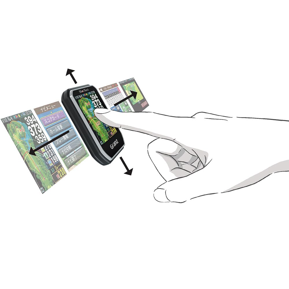 Shot Navi Granz BK Гольф GPS с сенсорным большим экраном Сделано в Оснащен новейшим GPS Michibiki L1S Соревновательный Панель разницы высот, Текст,
