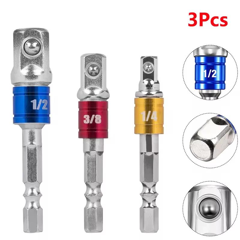 3 шт. Адаптер для головки дрели, удлинитель для ударной дрели, адаптер для головки дрели, размер 1/4, 3/8, 1/2, удлинитель для ключа