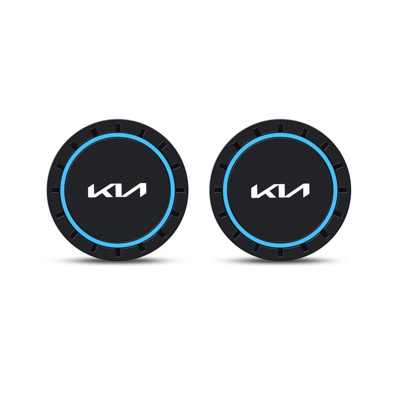 ANIE7 2pcs Car LOGO Silicone Coaster Anti-Slip For KIA Rio Soul Seltos Niro Forte K5 K3 Sorento Stinger Sportage Auto Accessories
