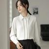 2025 Spring Women's Formal White Chiffon Long-Sleeve Shirt - Versatile and Professional Design