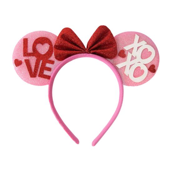 Повязка на голову на День святого Валентина, блестящая, красная, розовая, с сердечком, повязка для волос, блестящая, милая, аксессуары для волос на уши для Валентина