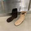 Версия из овчины~ 2025 осень и зима новые замшевые ботинки Мартин с простым круглым носком женские из натуральной кожи корейская версия рукав универсальные короткие ботинки
