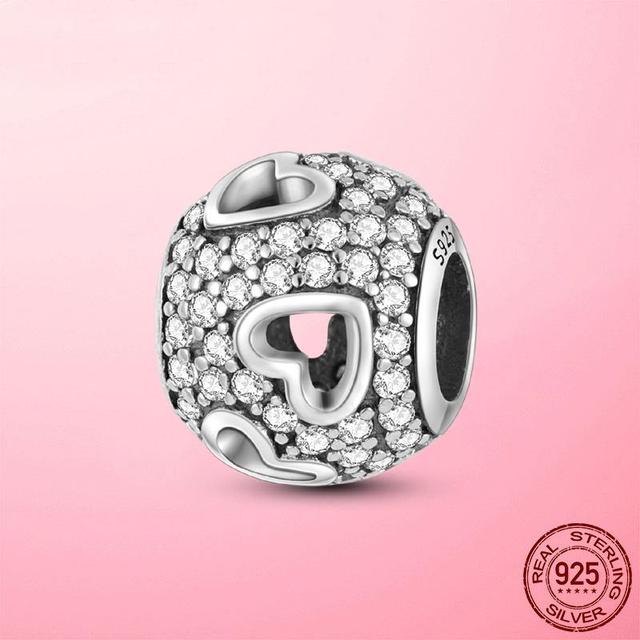 925 Sterling Silver O Pendant Love Heart Snake CZ Clip Charm Beads Fit Original Women Bracelet Bangle Silver 925 Jewelry