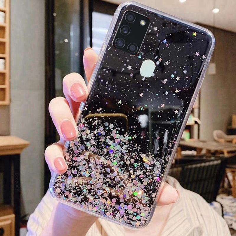 Блестящий чехол для телефона Samsung Galaxy A21S, блестящий мягкий чехол на заднюю панель для SAMSUNG A21S A 21S A21 S A217F, чехлы