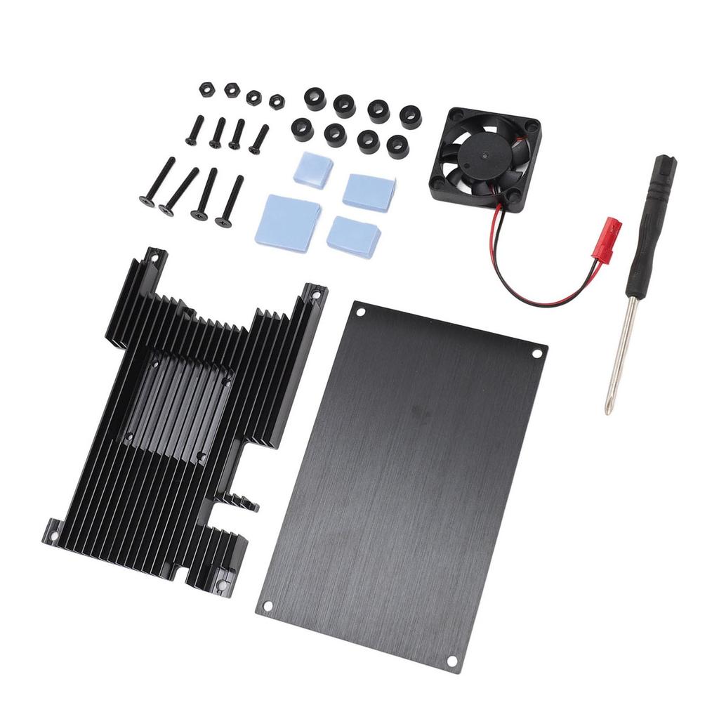 Aluminium Alloy Case with Cooling Fan Efficient Heat Dissipation Metal Protective Shell for Orange Pi 5 5B