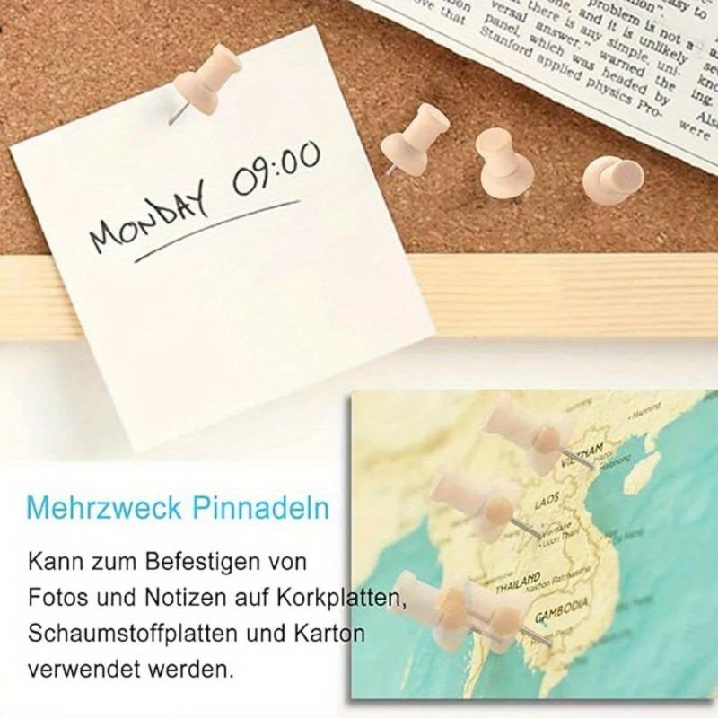 50Pcs Wooden Pushpin with Storage Box Decorative Pushpin Wooden Pushpin Is Used for Decoration of Billboard Process Items