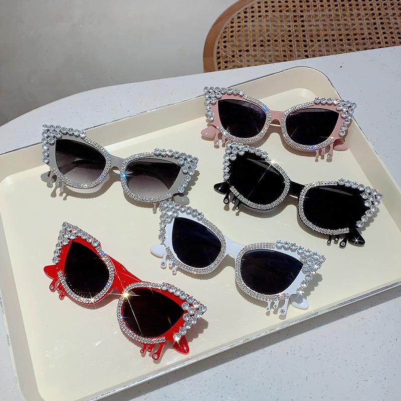 Неполяризованные модные солнцезащитные очки «кошачий глаз», женские блестящие кристаллы, высококачественные роскошные солнцезащитные очки, модные солнцезащитные очки для отпуска и пляжа