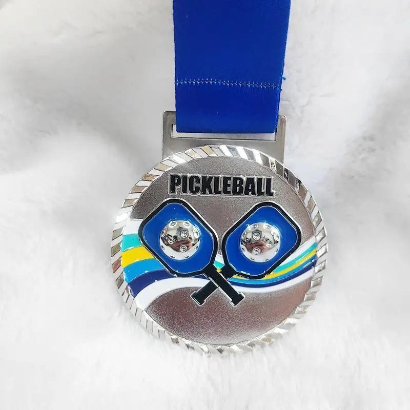 Pickleball Sports Prize Medals Gold Silver Bronze Set HD Embossed Pattern Medals for School Match Event Souvenir