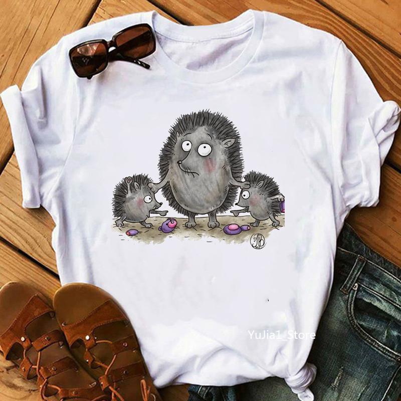 Summer Shirt Women Harajuku Kawaii Balloons Hedgehog T Shirt Femme White Casual Animal Print Camiseta Mujer Top Female T-Shirt