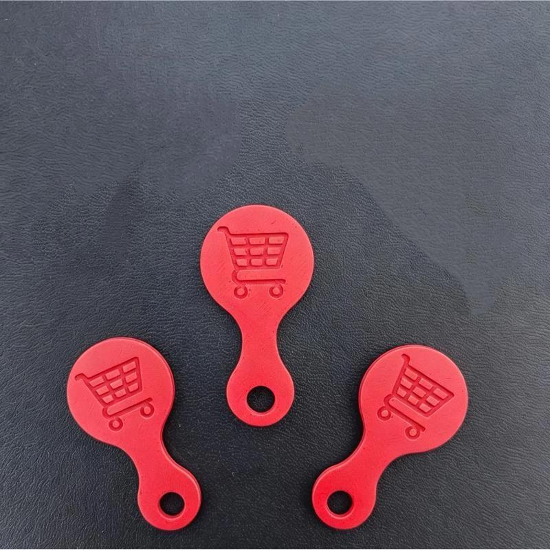 3Pcs BPA Free Shopping Cart Token Keychain 3D Plastic Reusable Trolley Unlock Tool for Family Grocery Shopping