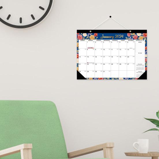 Wall Calendar with Lanyard Wear Resistant Thick Paper To-do List 2024 Hanging Monthly Calendar New Year Gift