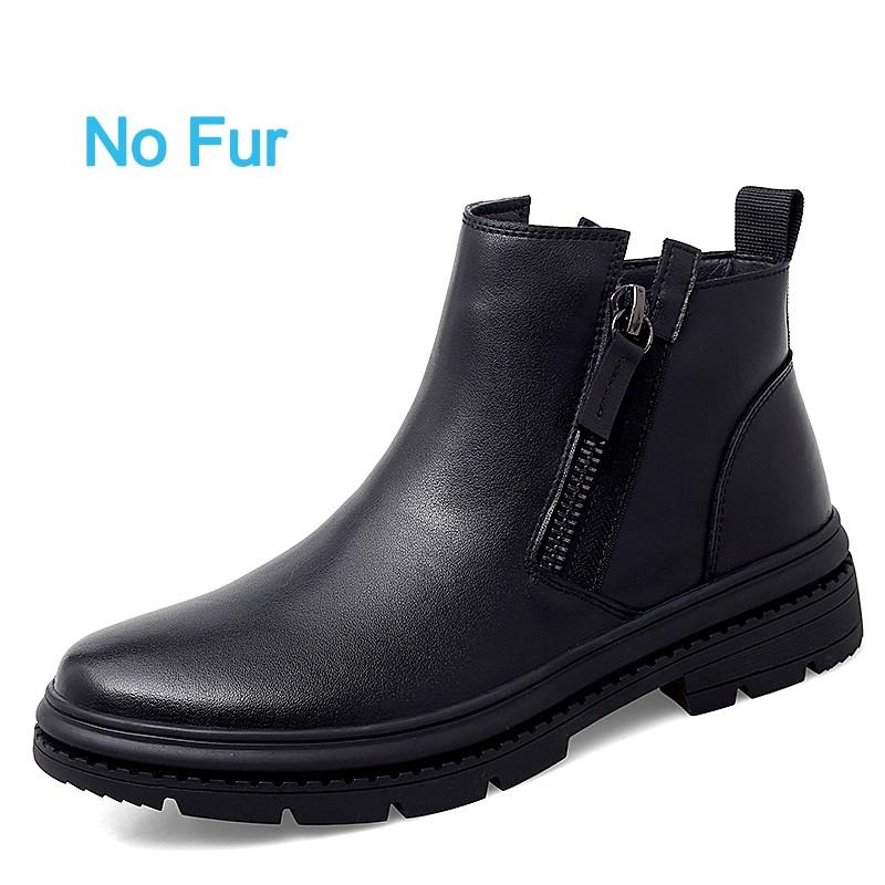 Зимние мужские ботинки Роскошный бренд Формальные ботинки челси Новые из натуральной кожи Уличные Теплые Снежные ботильоны для мужчин Платье Повседневная обувь