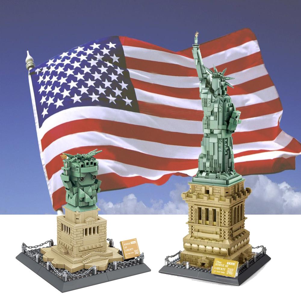World Famous Architecture Statue Of Liberty New York United States Building Block Model Sets Bricks Educational Toys For Gifts