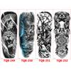 Татуировка с большим рукавом, розой, часами, глазом, водостойкая временная татуировка, наклейка, Лев, Король волков, боди-арт, полная поддельная татуировка для женщин и мужчин