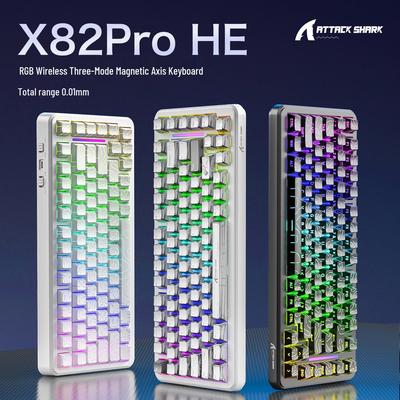 Механическая клавиатура AttackShark X82PRO Tri-Mode RGB с магнитными осями, беспроводное подключение 8K, Bluetooth.